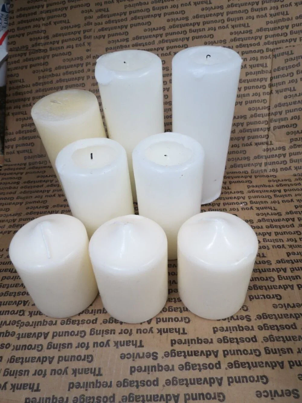 Candles Assorted box of Wax Pillar 4 White 4 Cream